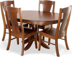 Amish Crafted Solid Maple Wood 42" Round Extension Table & Samuel Chair Set in Asbury Finish