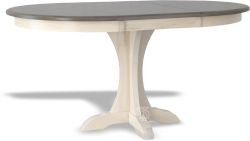Amish Crafted Solid Maple Wood 60" Long Round Extension Table in Washed & Driftwood Finish
