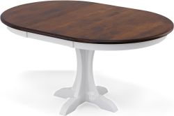 Amish Crafted Solid Maple Wood 42" Round Extension Table in Asbury & White Finish