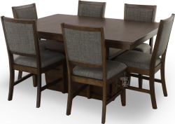 Solid Parawood Wood Chesney High-Low Storage Extension Table & Chair Set