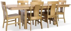 Amish Crafted Solid Ambrosia Maple Wood Manor House Trestle Table & Chair Set