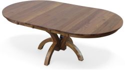 Amish Crafted Solid Walnut Wood Round Extension Table in Natural Finish