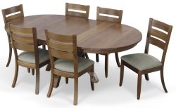 Amish Crafted Solid Walnut Wood Round Extension Table & Lakewood Side Chair Set in Natural Finish