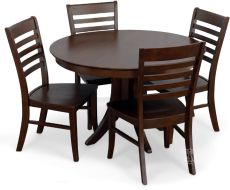 Solid Parawood Cosmopolitan 48" Round Dining Table & Chair Set in Espresso Finish