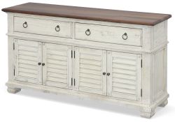Solid Wood Belmont Server in Timbered Brown & Linen Finish