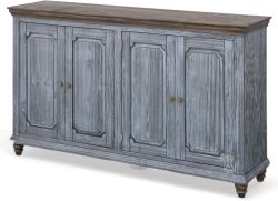 Solid Mango Wood Margo Four Door Console in Sky Blue Finish