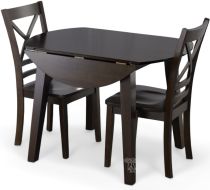 Solid Parawood Simplicity 42" Round Drop Leaf Table & Chair Set in Espresso Finish