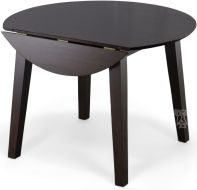 Solid Parawood Simplicity 42" Round Drop Leaf Table in Espresso Finish