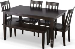 Solid Parawood Simplicity Rectangle Kitchen Table & Chair Set in Espresso Finish