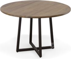 Solid Mango Wood Round Table with Iron Base