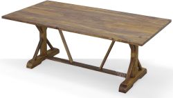 Solid Sheesham Wood Rough Sawn Trestle Table