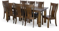 Amish Crafted Solid Rustic Cherry Wood Western Plank Table & Chair Set in Turkish Coffee Finish