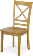 Solid Parawood Simplicity X-Back Side Chair in Honey Finish
