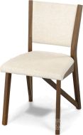 Solid Walnut Wood Exeter Side Chair in Natural Finish in Natural Fabric