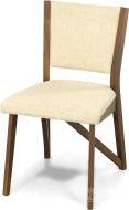 Solid Walnut Wood Exeter Side Chair in Natural Finish in Linen Fabric