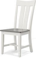 Solid Parawood Wood Ava Side Chair in Gray & White Finish