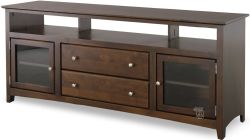 Solid Alder Wood Shaker 72" Television Stand in Brown Mahogany Finish