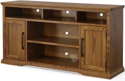 Oak Wood Colonial Place 62" Wide TV Stand in Golden Oak Finish