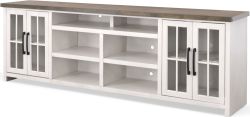 Knotty Alder Wood Hampton 98" Wide Console in Barnwood & White Finish