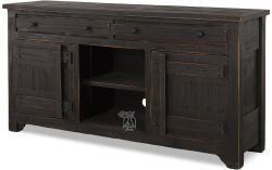 Solid Rustic Pine Wood Reed's Farm 66" Console in Weathered Black Finish