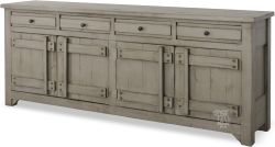 Solid Rustic Pine Wood Reed's Farm 66" Console in Weathered Grey Finish