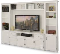 California Made Alder Wood Shaker 113" Entertainment Wall System in White Finish