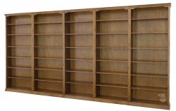 California Made Alder Wood Traditional Five Piece Bookcase Wall Unit in Hazelnut Finish