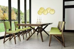 Solid Walnut Wood Exeter 96" Long Extension Table with Exeter Chair Set
