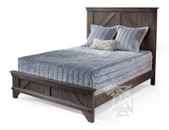 Amish Crafted Solid Oak Wood Cedar Lakes Bed in Queen Size Pebble Finish