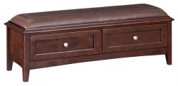 Alder Wood McKenzie 2 Drawer Bench in Cafe Finish