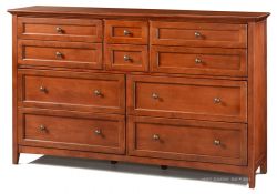 Alder Wood McKenzie 75" Wide Master Dresser in Glazed Antique Cherry Finish