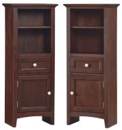 Alder Wood McKenzie Set of Nightstand Bookcase Piers in Cafe Finish