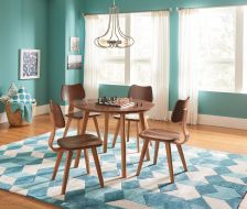 Alder & Walnut Wood Addison 38" Round Dining Table & Chair Set in Duet Finish