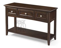 Alder Wood McKenzie Media Console Table in Cafe Finish
