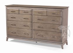 Alder Wood Ellison 10 Drawer 70 Wide Dresser in Astoria Sky Finish
