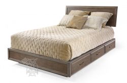 Alder Wood Ellison Queen Adjustable Headboard Storage Bed in Astoria Sky Finish