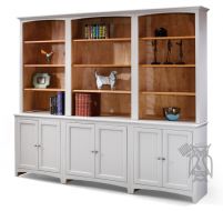 Alder Wood McKenzie 98"W Modular Bookcase Dream Wall in Silverplate & Natural Finish
