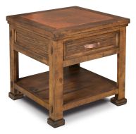 Solid Pine Wood Copper Canyon End Table with Genuine Copper Accents