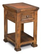 Solid Pine Wood Copper Canyon Chairside End Table with Genuine Copper Accents