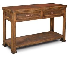 Solid Pine Wood Copper Canyon Sofa Table with Genuine Copper Accents