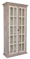 Pine Wood Florence Bookcase Curio in Antique White & Grey Finish