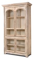 Solid Pine Wood Venecia Curio Bookcase in Antique White Finish