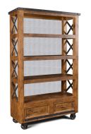Solid Pine Wood Urban Rustic Bookcase with Drawers