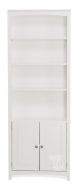 Solid Alder Wood Shaker Bookcase with Doors 30" x 84" in Snow White Finish Flush Cut Sides
