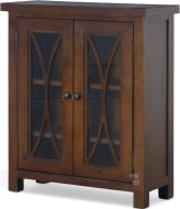 Solid Pine Tuscan Retreat Bookcase with Two Glass Doors in Rustic Mahogany Finish