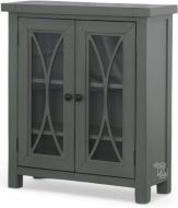 Solid Pine Tuscan Retreat Bookcase with Two Glass Doors in Rustic Robin Egg Blue Finish