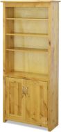 California Made Rustic Knotty Alder Wood 30"w x 72"h Bookcase With Doors in Pecan Finish