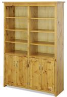 California Made Rustic Knotty Alder Wood 48"w x 72"h Bookcase With Doors in Pecan Finish