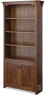 California Made Oak Wood Mission Bookcase With Doors in Cherry Finish 36"w x 84"h