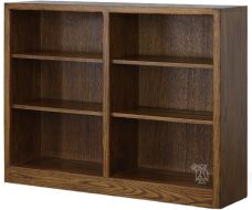 California Made Oak Wood Newport Center Divide Bookcase in Coffee Finish 36"h